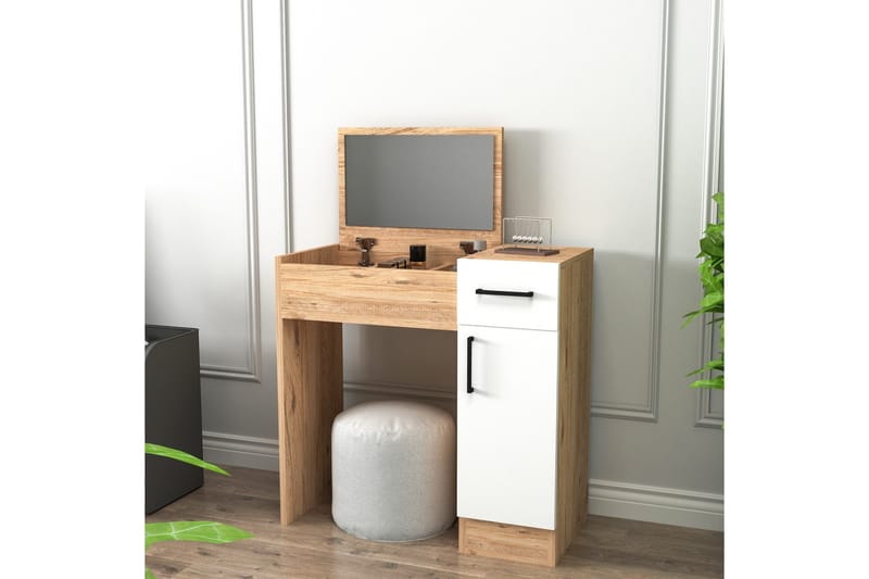 Elgar Kampauspöytä 77 cm - Ruskea/Valkoinen - Huonekalut - Pöytä & ruokailuryhmä - Meikki- & kampauspöydät