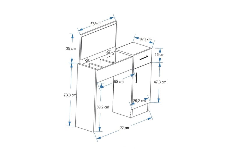 Elgar Kampauspöytä 77 cm - Ruskea/Valkoinen - Huonekalut - Pöytä & ruokailuryhmä - Meikki- & kampauspöydät