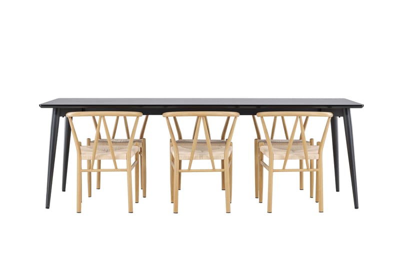 Ellis Ruokailuryhmä 230 cm Suorakulmainen jossa 6 Alfons tuolia - Musta/Beige - Huonekalut - Pöytä & ruokailuryhmä - Ruokailuryhmä