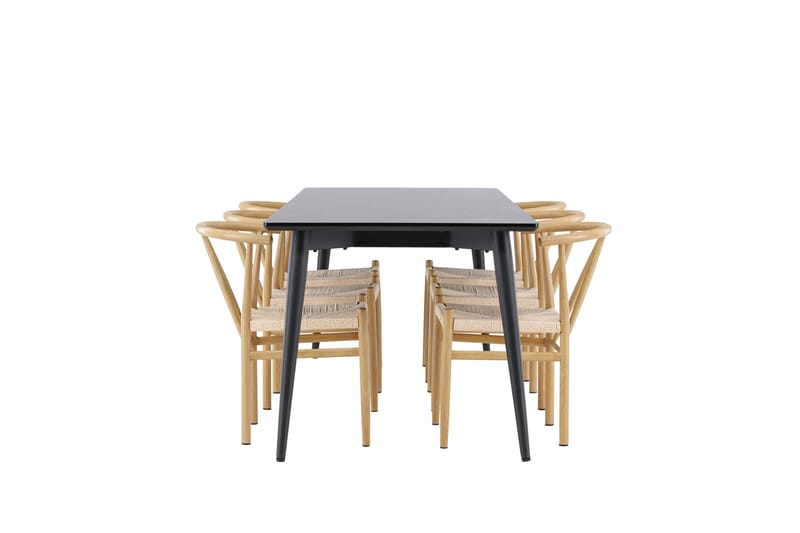 Ellis Ruokailuryhmä 230 cm Suorakulmainen jossa 6 Alfons tuolia - Musta/Beige - Huonekalut - Pöytä & ruokailuryhmä - Ruokailuryhmä