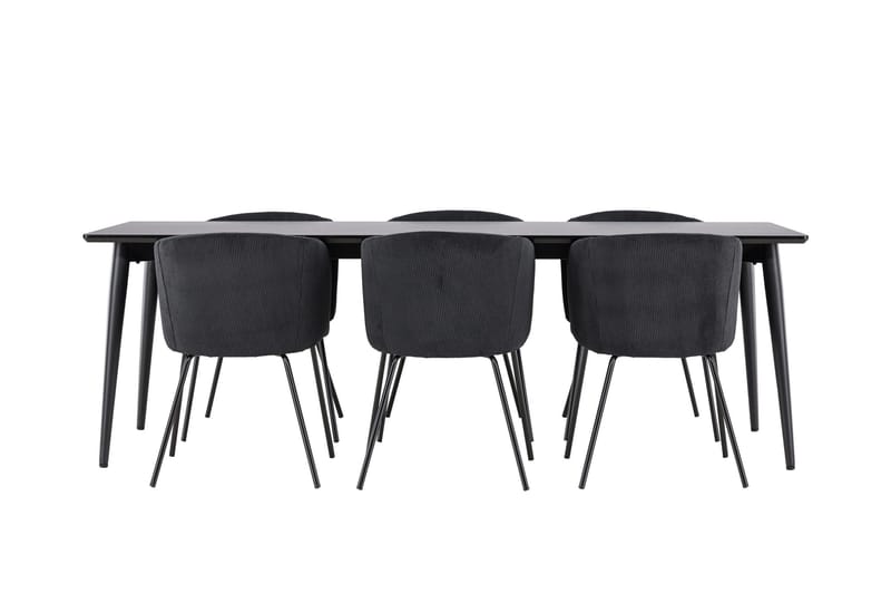 Ellis Ruokailuryhmä 230 cm Suorakulmainen jossa 6 Berit tuolia - Musta/Musta - Huonekalut - Pöytä & ruokailuryhmä - Ruokailuryhmä