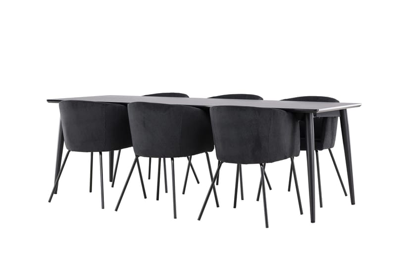 Ellis Ruokailuryhmä 230 cm Suorakulmainen jossa 6 Berit tuolia - Musta/Musta - Huonekalut - Pöytä & ruokailuryhmä - Ruokailuryhmä