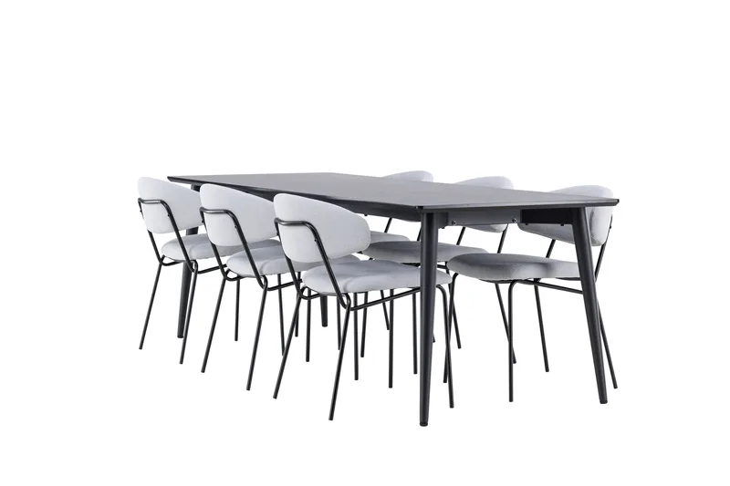 Ellis Ruokailuryhmä 230 cm Suorakulmainen jossa 6 Chico tuolia, Musta/Sininen