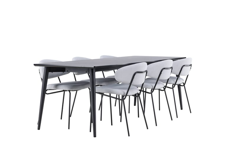 Ellis Ruokailuryhmä 230 cm Suorakulmainen jossa 6 Chico tuolia - Musta/Sininen - Huonekalut - Pöytä & ruokailuryhmä - Ruokailuryhmä