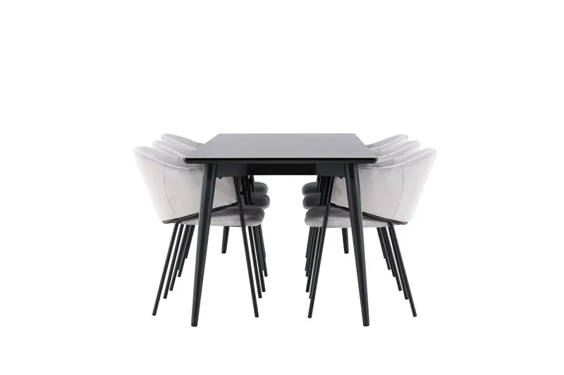 Ellis Ruokailuryhmä 230 cm Suorakulmainen jossa 6 Evelina tuolia - Musta/Harmaa - Huonekalut - Pöytä & ruokailuryhmä - Ruokailuryhmä