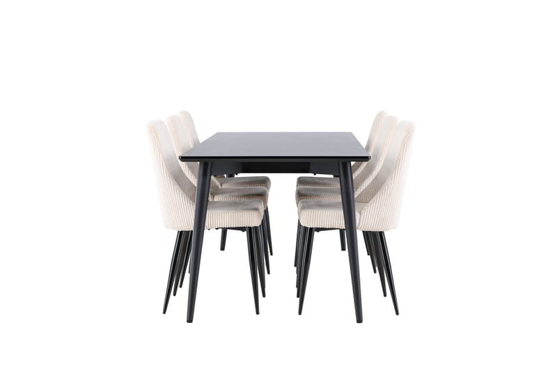 Ellis Ruokailuryhmä 230 cm Suorakulmainen jossa 6 Leone tuolia - Musta/Beige - Huonekalut - Pöytä & ruokailuryhmä - Ruokailuryhmä