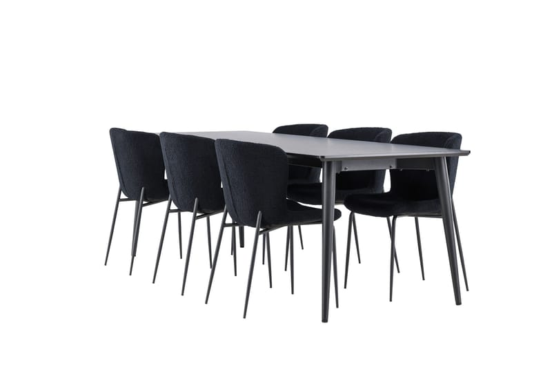 Ellis Ruokailuryhmä 230 cm Suorakulmainen jossa 6 Modesto tuolia, Musta/Musta
