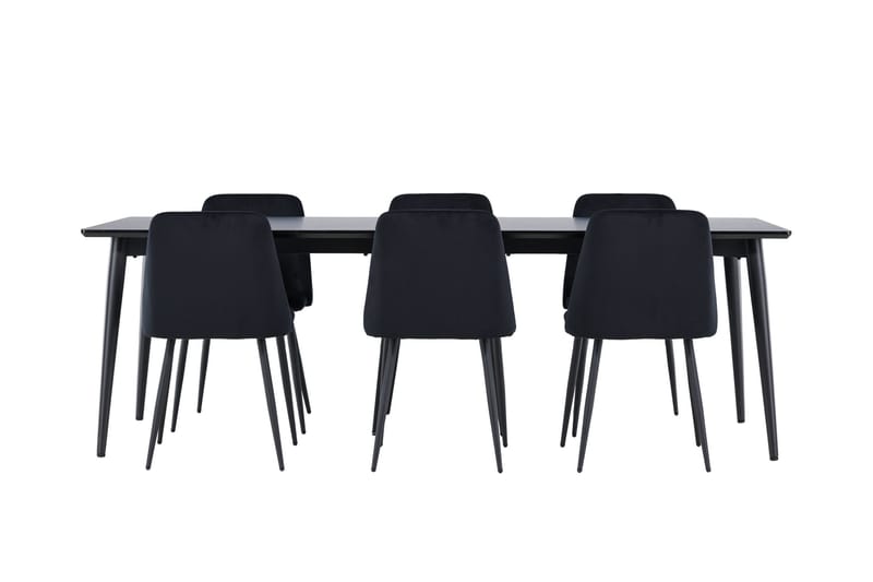 Ellis Ruokailuryhmä 230 cm Suorakulmainen jossa 6 Night tuolia - Musta/Musta - Huonekalut - Pöytä & ruokailuryhmä - Ruokailuryhmä
