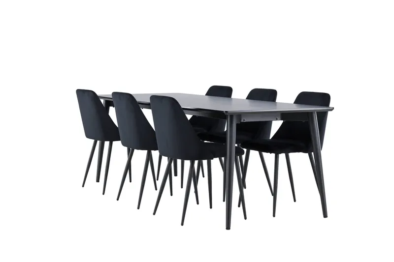 Ellis Ruokailuryhmä 230 cm Suorakulmainen jossa 6 Night tuolia, Musta/Musta