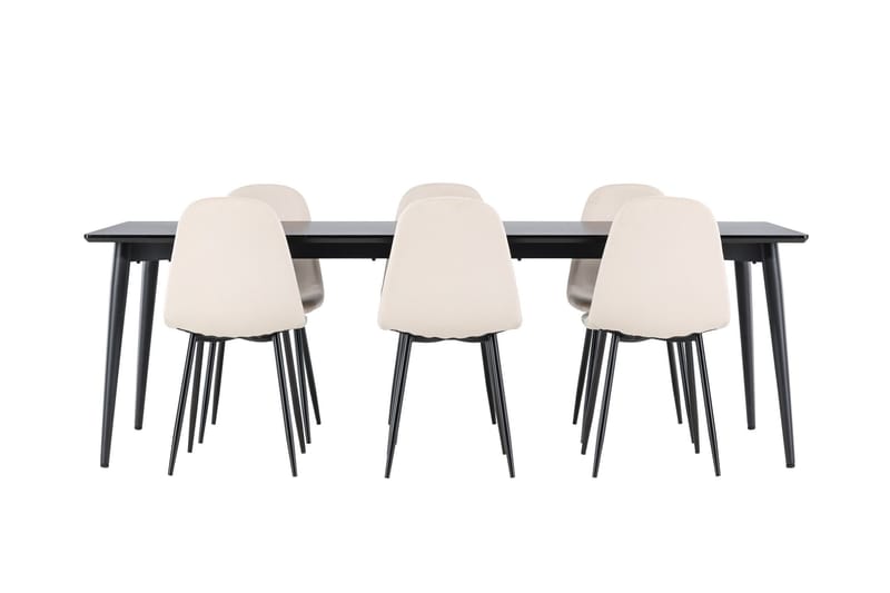 Ellis Ruokailuryhmä 230 cm Suorakulmainen jossa 6 Polar tuolia - Musta/Beige - Huonekalut - Pöytä & ruokailuryhmä - Ruokailuryhmä
