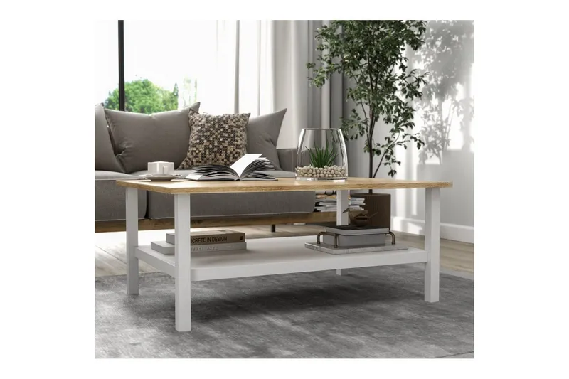 Elvano Sohvapöytä 100 cm - Luonnollinen/Valkoinen - Huonekalut - Pöytä & ruokailuryhmä - Sohvapöytä