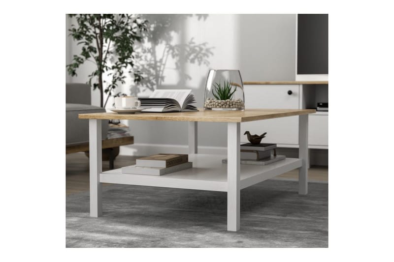 Elvano Sohvapöytä 100 cm - Luonnollinen/Valkoinen - Huonekalut - Pöytä & ruokailuryhmä - Sohvapöytä