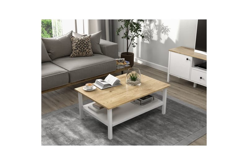 Elvano Sohvapöytä 100 cm - Luonnollinen/Valkoinen - Huonekalut - Pöytä & ruokailuryhmä - Sohvapöytä