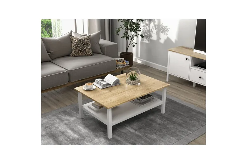 Elvano Sohvapöytä 100 cm - Luonnollinen/Valkoinen - Huonekalut - Pöytä & ruokailuryhmä - Sohvapöytä