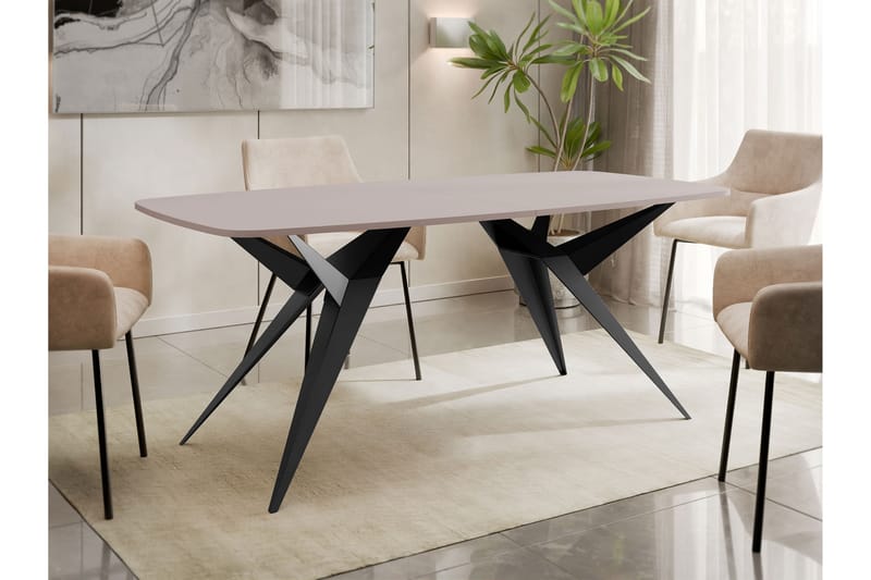 Elvora Ruokapöytä 160 cm, suorakulmainen - Beige/Musta - Huonekalut - Pöytä & ruokailuryhmä - Ruokapöydät & keittiön pöydät