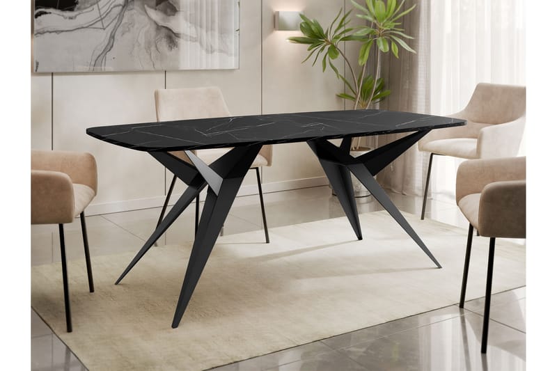 Elvora Ruokapöytä 160 cm, suorakulmainen - Musta - Huonekalut - Pöytä & ruokailuryhmä - Ruokapöydät & keittiön pöydät