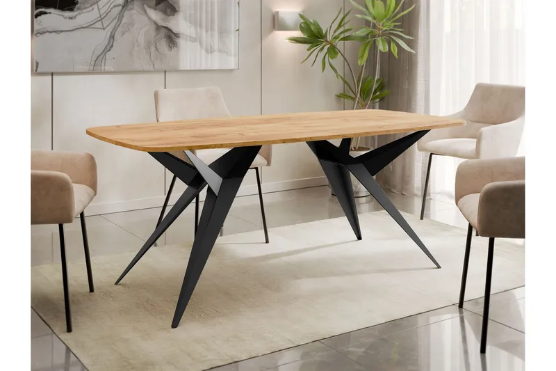 Elvora Ruokapöytä 160 cm, suorakulmainen - Ruskea/Musta - Huonekalut - Pöytä & ruokailuryhmä - Ruokapöydät & keittiön pöydät