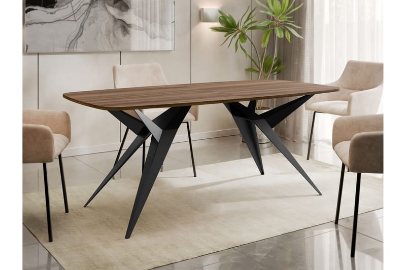 Elvora Ruokapöytä 160 cm, suorakulmainen - Ruskea/Musta - Huonekalut - Pöytä & ruokailuryhmä - Ruokapöydät & keittiön pöydät
