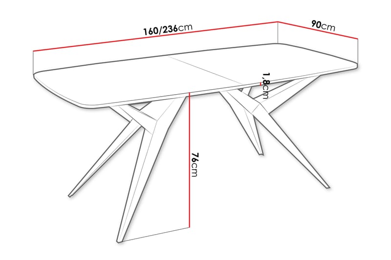 Elvora Ruokapöytä 160 cm, suorakulmainen - Valkoinen - Huonekalut - Pöytä & ruokailuryhmä - Ruokapöydät & keittiön pöydät