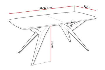 Elvora Ruokapöytä 160 cm, suorakulmainen - Valkoinen/Musta - Huonekalut - Pöytä & ruokailuryhmä - Ruokapöydät & keittiön pöydät