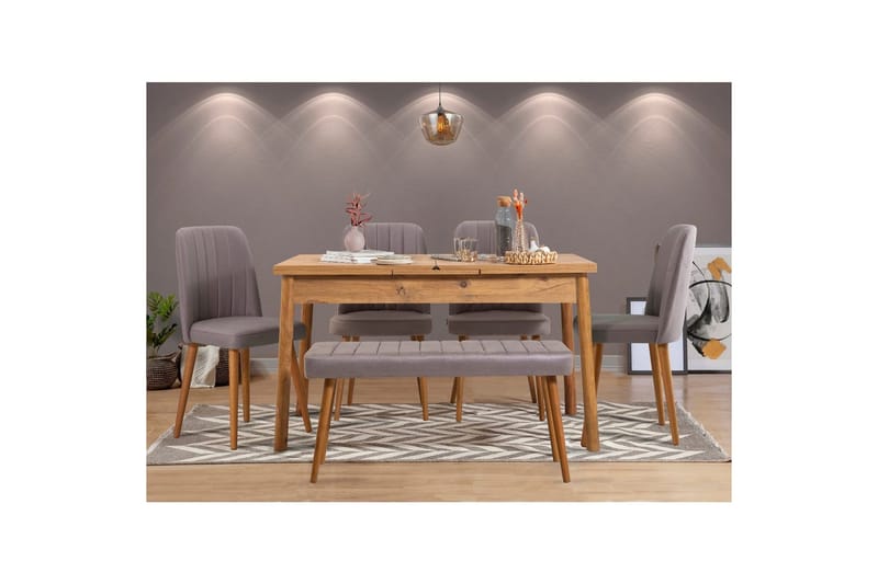 Ergene Ruokailuryhmä 120 cm Suorakulmainen - Luonnollinen/Harmaa - Huonekalut - Pöytä & ruokailuryhmä - Ruokailuryhmä