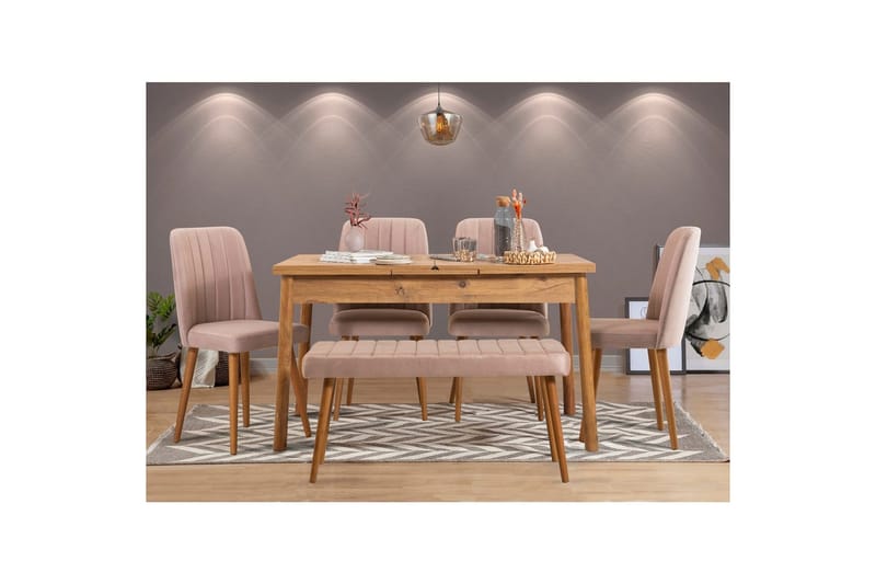 Ergene Ruokailuryhmä 120 cm Suorakulmainen - Luonnollinen/Kivi - Huonekalut - Pöytä & ruokailuryhmä - Ruokailuryhmä