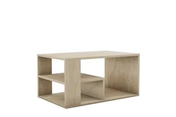 Eros 80 cm suorakulmainen sohvapöytä hyllyillä puuta - Beige - Huonekalut - Pöytä & ruokailuryhmä - Sohvapöytä