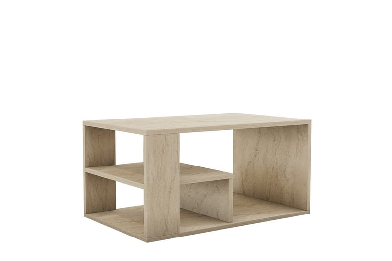 Eros 80 cm suorakulmainen sohvapöytä hyllyillä puuta - Beige - Huonekalut - Pöytä & ruokailuryhmä - Sohvapöytä