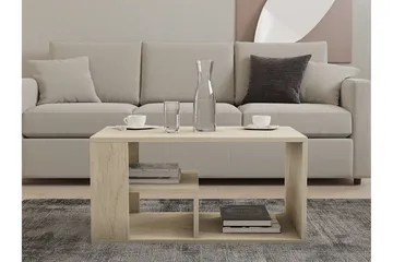 Eros 80 cm suorakulmainen sohvapöytä hyllyillä puuta - Beige - Huonekalut - Pöytä & ruokailuryhmä - Sohvapöytä