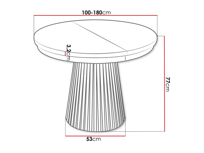 Erylan Pyöreä jatkettava ruokapöytä 100-180 cm - musta, valkoinen - Huonekalut - Pöytä & ruokailuryhmä - Ruokapöydät & keittiön pöydät