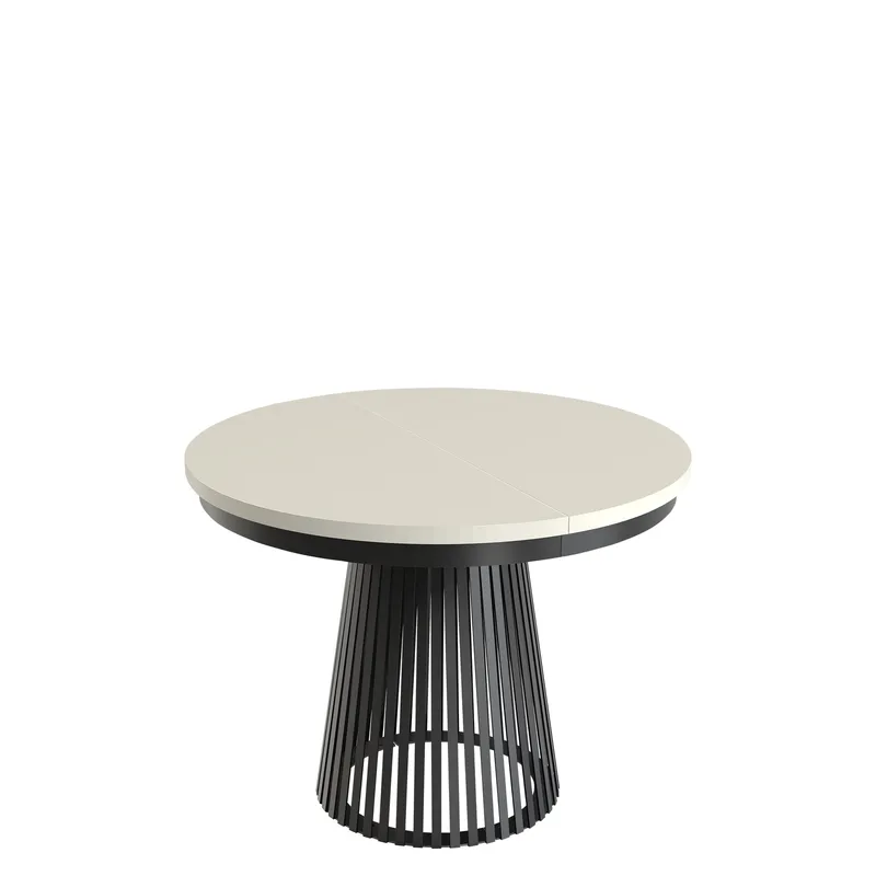 Erylan Pyöreä jatkettava ruokapöytä 100-180 cm - musta, beige - Huonekalut - Pöytä & ruokailuryhmä - Ruokapöydät & keittiön pöydät