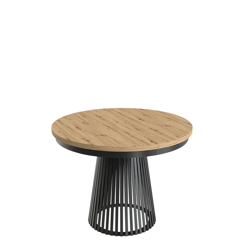 Erylan Pyöreä jatkettava ruokapöytä 100-180 cm - musta, nature - Huonekalut - Pöytä & ruokailuryhmä - Ruokapöydät & keittiön pöydät