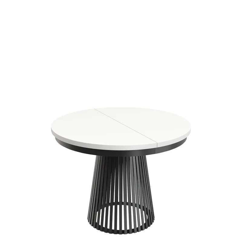 Erylan Pyöreä jatkettava ruokapöytä 100-180 cm, musta, valkoinen