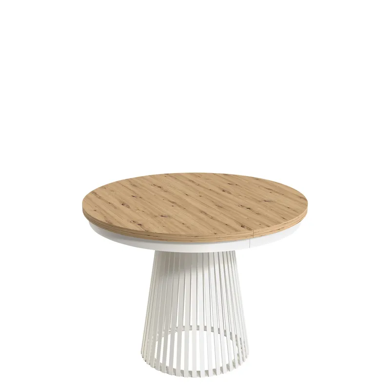 Erylan Pyöreä jatkettava ruokapöytä 100-180 cm - Valkoinen, Nature - Huonekalut - Pöytä & ruokailuryhmä - Ruokapöydät & keittiön pöydät