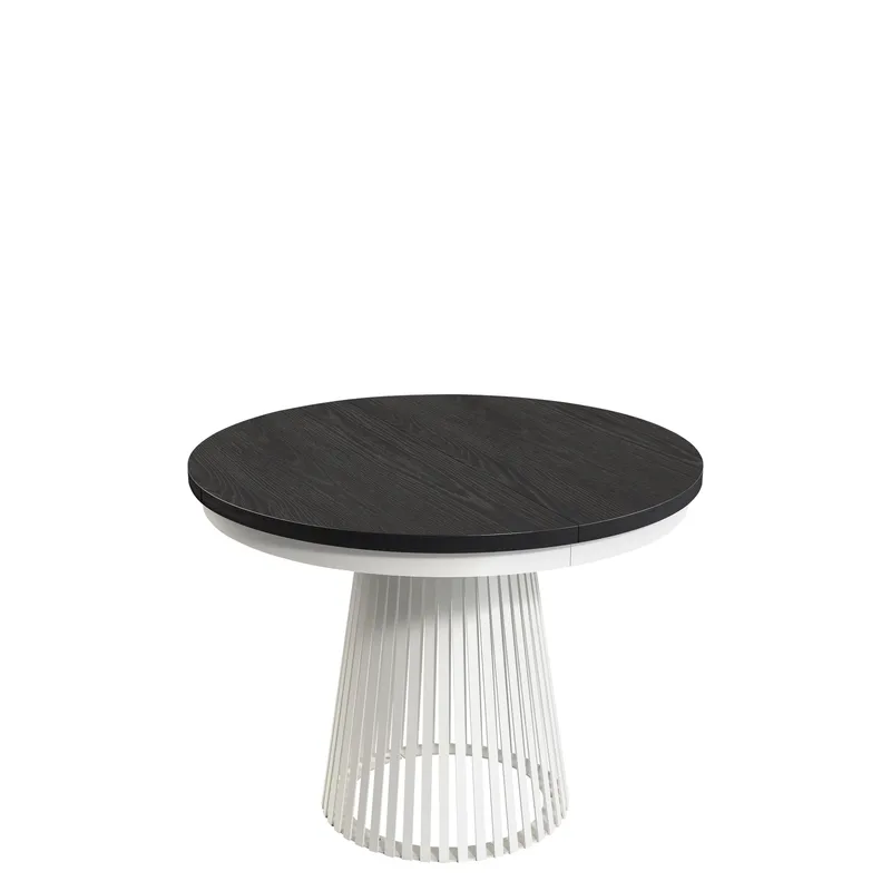 Erylan Pyöreä jatkettava ruokapöytä 100-180 cm - valkoinen, musta - Huonekalut - Pöytä & ruokailuryhmä - Ruokapöydät & keittiön pöydät