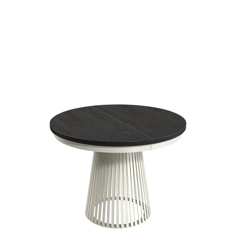 Erylan Pyöreä jatkettava ruokapöytä 100-180 cm - Beige, musta - Huonekalut - Pöytä & ruokailuryhmä - Ruokapöydät & keittiön pöydät