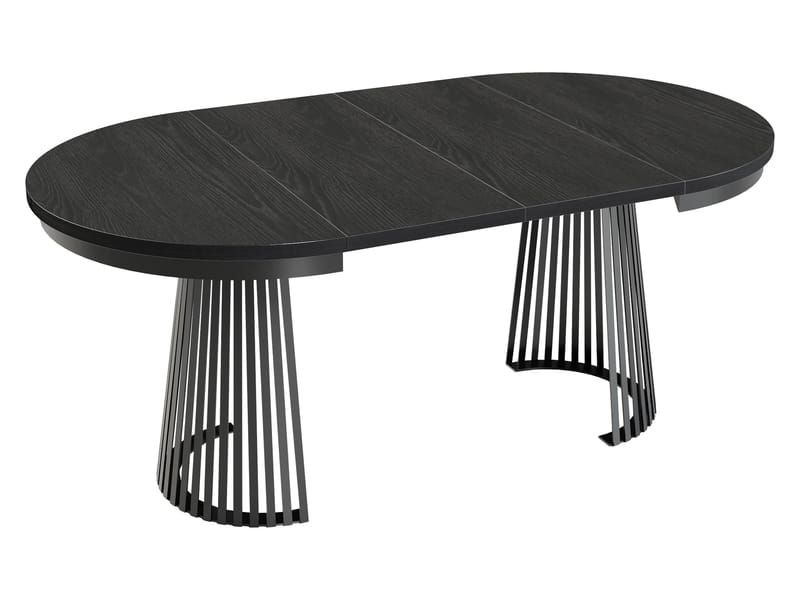 Erylan Pyöreä jatkettava ruokapöytä 100-180 cm - musta, valkoinen - Huonekalut - Pöytä & ruokailuryhmä - Ruokapöydät & keittiön pöydät