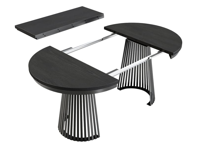 Erylan Pyöreä jatkettava ruokapöytä 100-180 cm - musta, valkoinen - Huonekalut - Pöytä & ruokailuryhmä - Ruokapöydät & keittiön pöydät