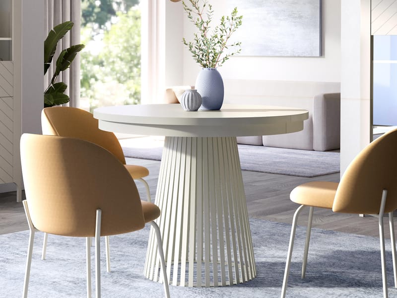 Erylan Pyöreä jatkettava ruokapöytä 100-180 cm - beige - Huonekalut - Pöytä & ruokailuryhmä - Ruokapöydät & keittiön pöydät