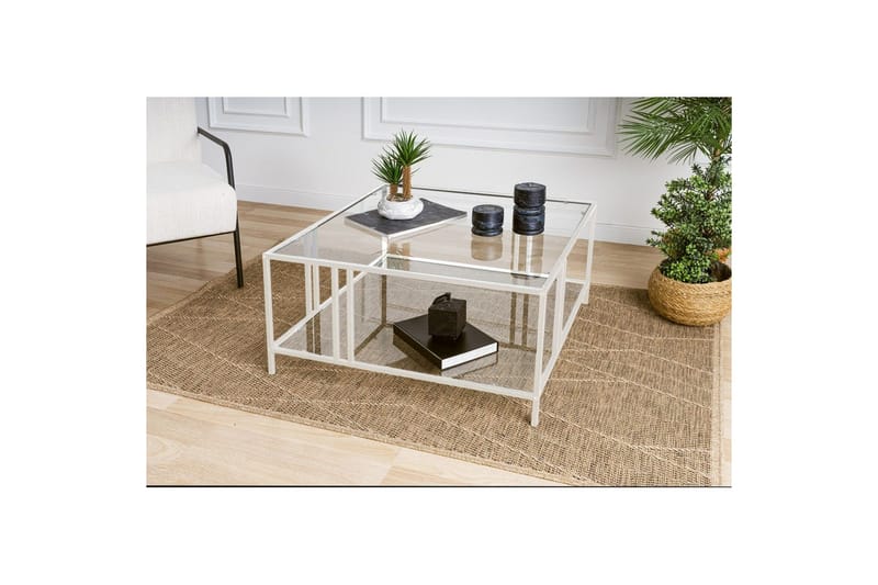 Ezer Sohvapöytä 80 cm - Valkoinen/Läpinäkyvä - Huonekalut - Pöytä & ruokailuryhmä - Sohvapöytä