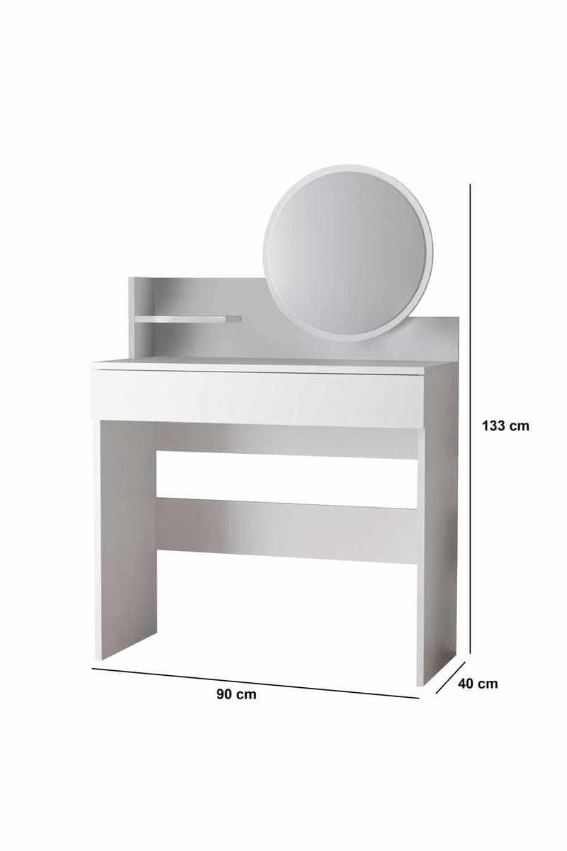 Fabrony kampauspöytä peilillä 124 cm - Huonekalut - Pöytä & ruokailuryhmä - Meikki- & kampauspöydät