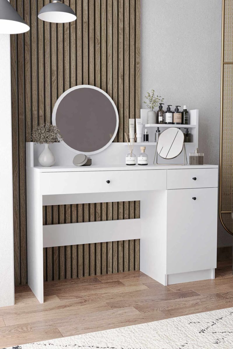 Fabrony kampauspöytä peilillä 124 cm - Huonekalut - Pöytä & ruokailuryhmä - Meikki- & kampauspöydät