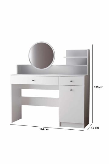 Fabrony kampauspöytä peilillä 124 cm - Huonekalut - Pöytä & ruokailuryhmä - Meikki- & kampauspöydät - Meikkipöytä peilillä