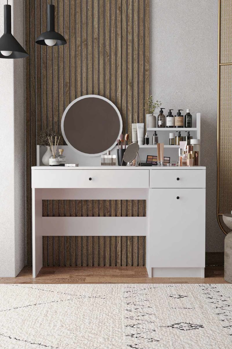 Fabrony kampauspöytä peilillä 124 cm - Huonekalut - Pöytä & ruokailuryhmä - Meikki- & kampauspöydät