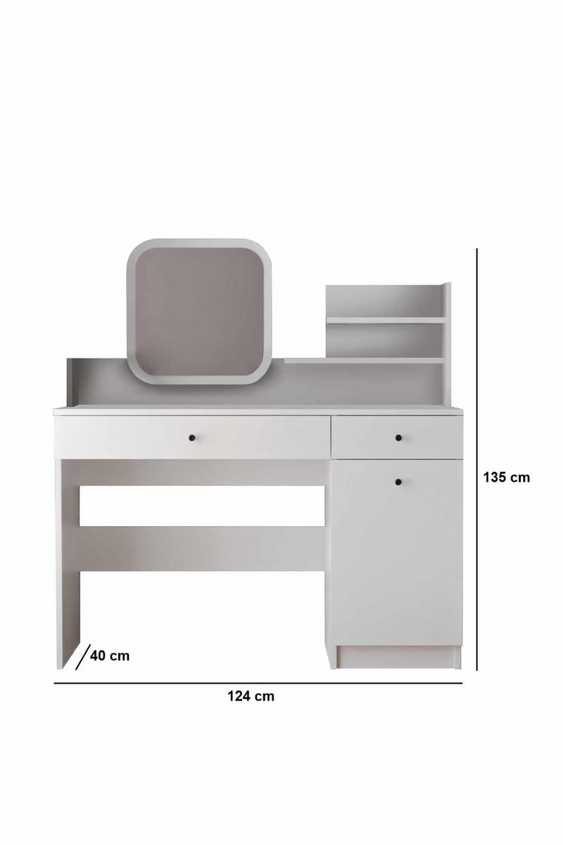 Fabrony kampauspöytä peilillä 90 cm - Huonekalut - Pöytä & ruokailuryhmä - Meikki- & kampauspöydät - Meikkipöytä peilillä