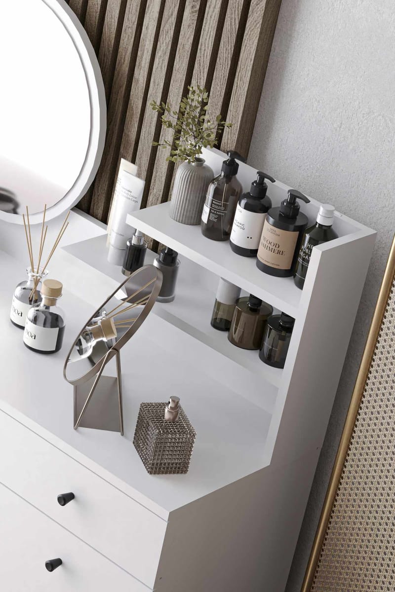 Fabrony kampauspöytä peilillä 124 cm - Huonekalut - Pöytä & ruokailuryhmä - Meikki- & kampauspöydät