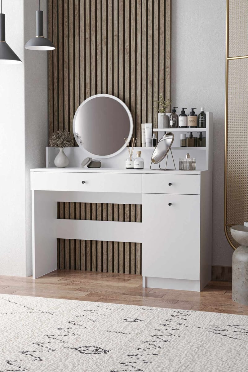 Fabrony kampauspöytä peilillä 124 cm - Huonekalut - Pöytä & ruokailuryhmä - Meikki- & kampauspöydät