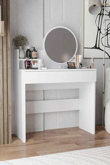 Fabrony kampauspöytä peilillä 124 cm - Huonekalut - Pöytä & ruokailuryhmä - Meikki- & kampauspöydät