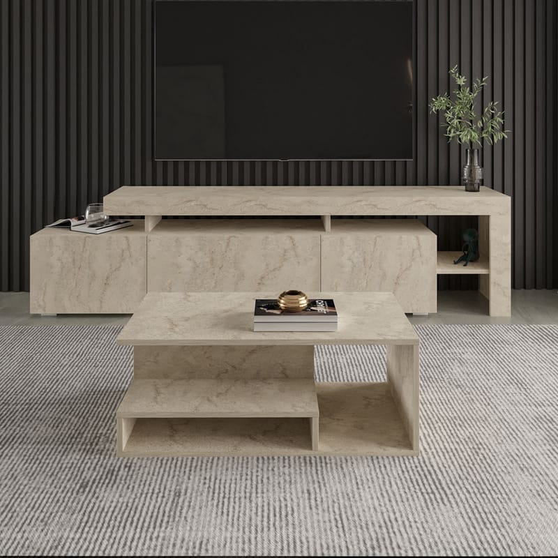 Fenlo sohvapöytä 90x35x44,8 cm - Travertiini - Huonekalut - Pöytä & ruokailuryhmä - Sohvapöytä