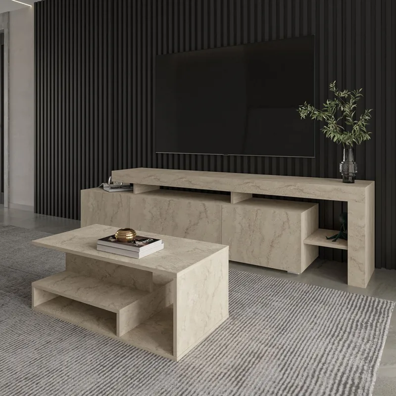 Fenlo sohvapöytä 90x35x44,8 cm - Travertiini - Huonekalut - Pöytä & ruokailuryhmä - Sohvapöytä